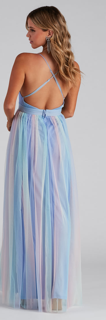 Nylah Pleated Rainbow A-Line Dress is a stunning choice for a bridesmaid dress or maid of honor dress, and to feel beautiful at Prom 2023, spring weddings, formals, & military balls!