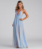 Nylah Pleated Rainbow A-Line Dress is a stunning choice for a bridesmaid dress or maid of honor dress, and to feel beautiful at Prom 2023, spring weddings, formals, & military balls!