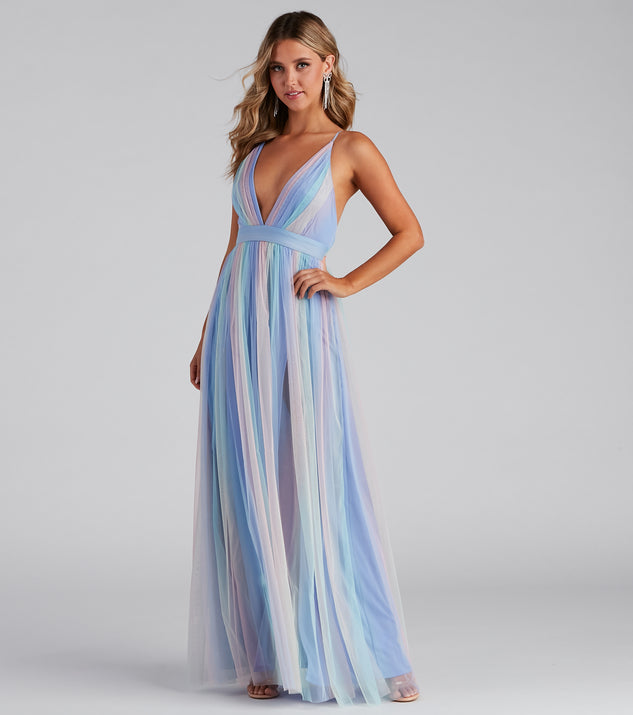 pleated rainbow dress Nylah Pleated Rainbow A-Line Dress