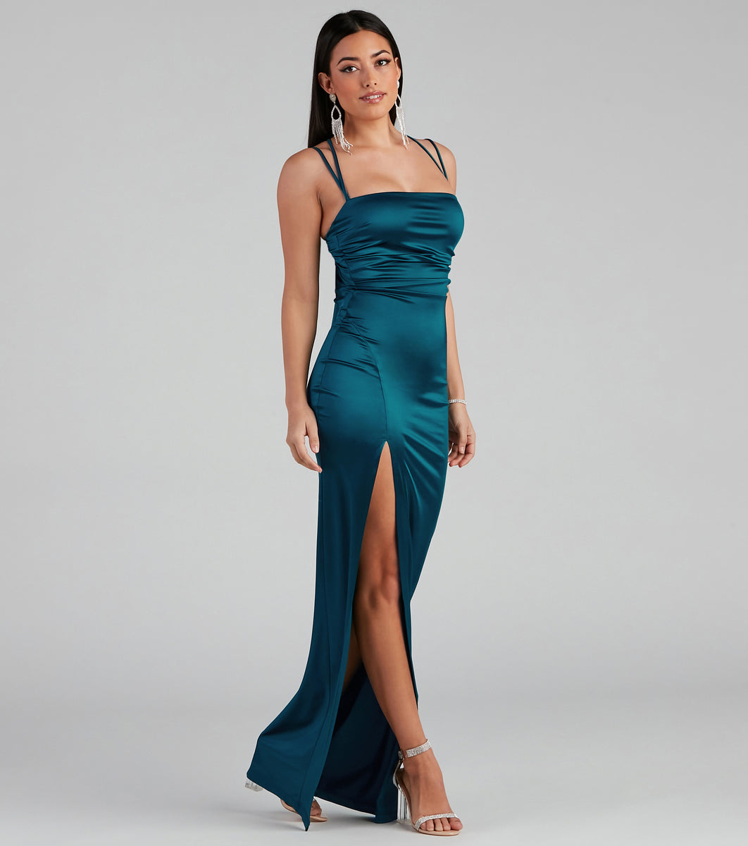 Selena High-Slit Satin Formal Dress & Windsor