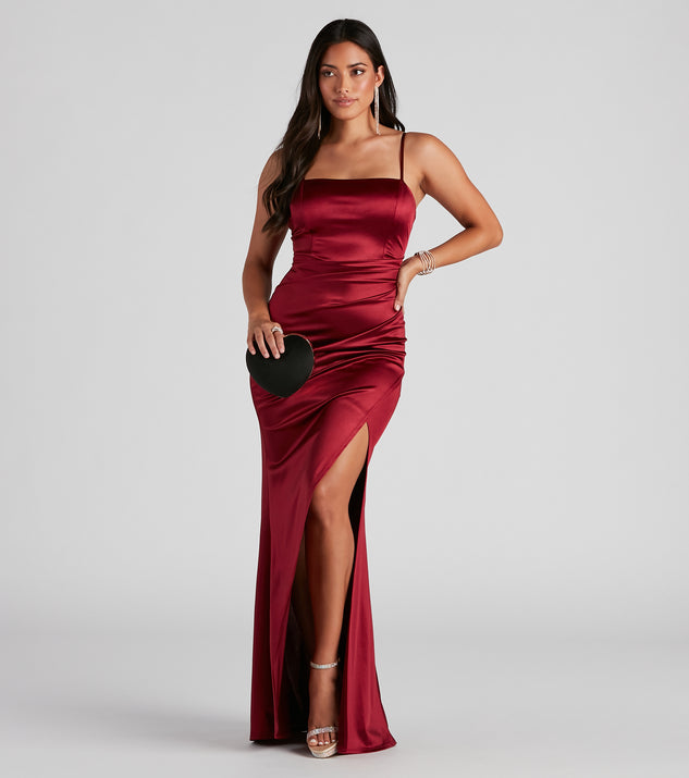 Evie Formal Ruched Satin Sleeveless Dress & Windsor