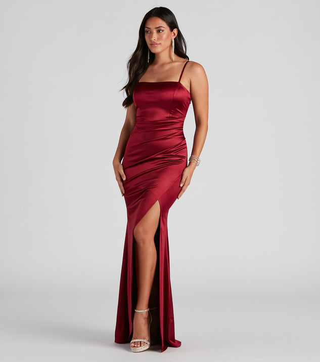 Evie Formal Ruched Satin Sleeveless Dress & Windsor