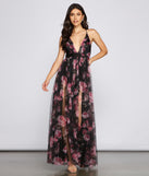 The Aubrey Floral Mesh A-Line Dress is a gorgeous pick as your 2023 prom dress or formal gown for wedding guest, spring bridesmaid, or army ball attire!
