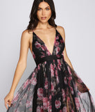 The Aubrey Floral Mesh A-Line Dress is a gorgeous pick as your 2023 prom dress or formal gown for wedding guest, spring bridesmaid, or army ball attire!