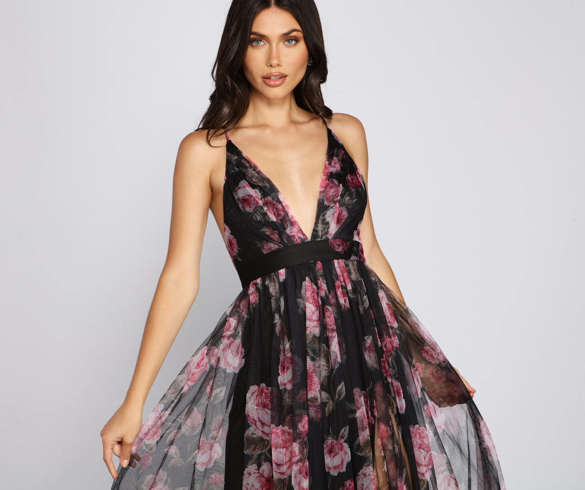 Aubrey Floral Mesh A-Line Dress & Windsor