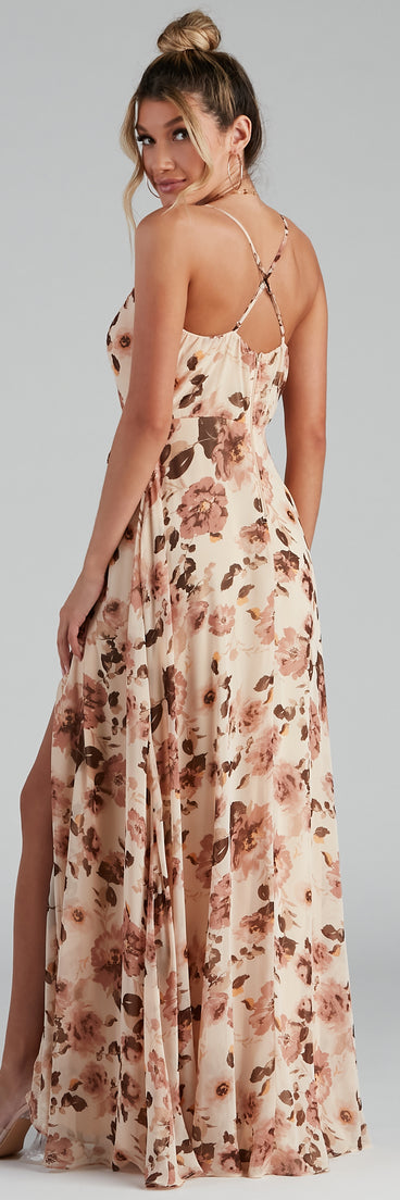 Erika Floral Chiffon Wrap A-Line Formal Dress creates the perfect summer wedding guest dress or cocktail party dresss with stylish details in the latest trends for 2023!