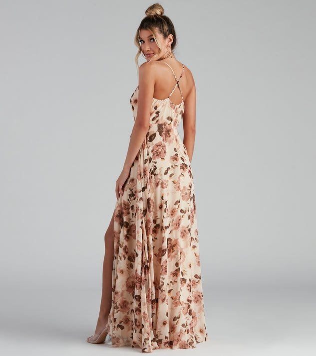 Erika Floral Chiffon Wrap A-Line Formal Dress & Windsor