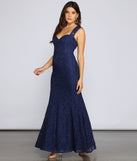 Caroline Lace Mermaid Dress creates the perfect summer wedding guest dress or cocktail party dresss with stylish details in the latest trends for 2023!