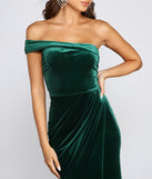 The Cleo Formal One-Shoulder Velvet Dress is a gorgeous pick as your 2023 prom dress or formal gown for wedding guest, spring bridesmaid, or army ball attire!