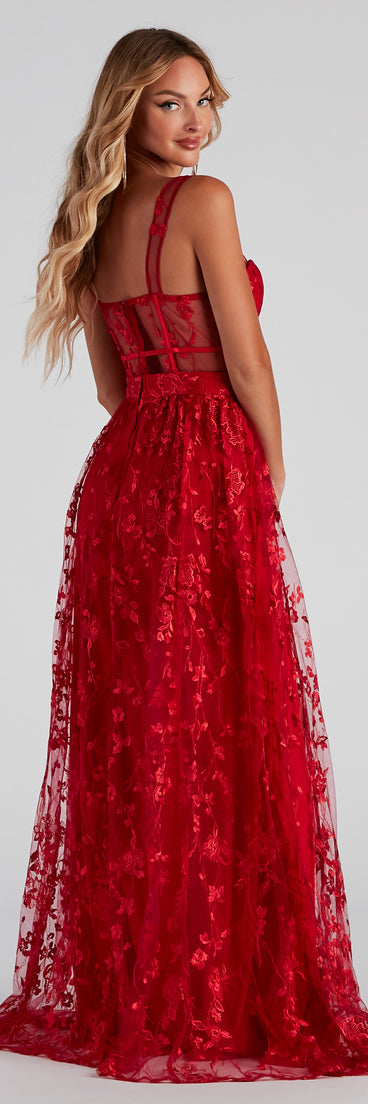 The Alina Formal Illusion Lace A-Line Dress is a gorgeous pick as your 2023 prom dress or formal gown for wedding guest, spring bridesmaid, or army ball attire!