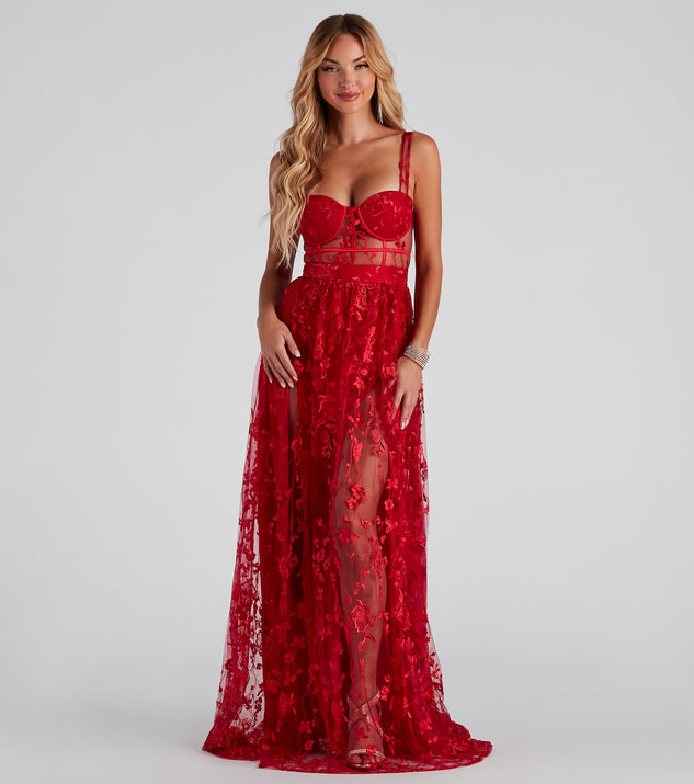 The Alina Formal Illusion Lace A-Line Dress is a gorgeous pick as your 2023 prom dress or formal gown for wedding guest, spring bridesmaid, or army ball attire!