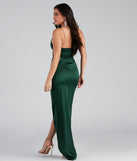 The Adrienne Formal One Shoulder Satin Wrap Dress is a gorgeous pick as your 2023 prom dress or formal gown for wedding guest, spring bridesmaid, or army ball attire!