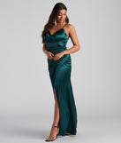 Kimia Formal Satin Wrap Gown creates the perfect summer wedding guest dress or cocktail party dresss with stylish details in the latest trends for 2023!