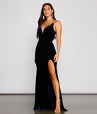 The Akia Formal High Slit Velvet Dress is a gorgeous pick as your 2023 prom dress or formal gown for wedding guest, spring bridesmaid, or army ball attire!
