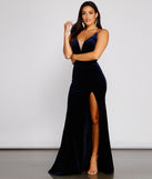The Akia Formal High Slit Velvet Dress is a gorgeous pick as your 2023 prom dress or formal gown for wedding guest, spring bridesmaid, or army ball attire!