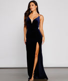 The Akia Formal High Slit Velvet Dress is a gorgeous pick as your 2023 prom dress or formal gown for wedding guest, spring bridesmaid, or army ball attire!