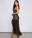 The Bexley Formal High Low Lace Dress is a gorgeous pick as your 2023 prom dress or formal gown for wedding guest, spring bridesmaid, or army ball attire!