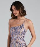 Norvina Sequin Scroll One-Shoulder Mermaid Formal Dress creates the perfect summer wedding guest dress or cocktail party dresss with stylish details in the latest trends for 2023!