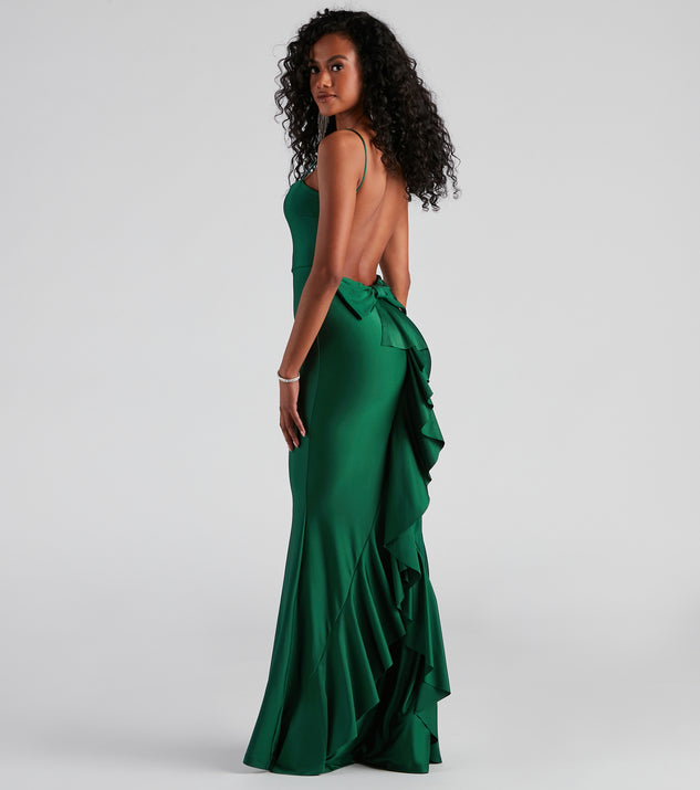 Meadow Formal Open Back Ruffled Dress creates the perfect summer wedding guest dress or cocktail party dresss with stylish details in the latest trends for 2023!