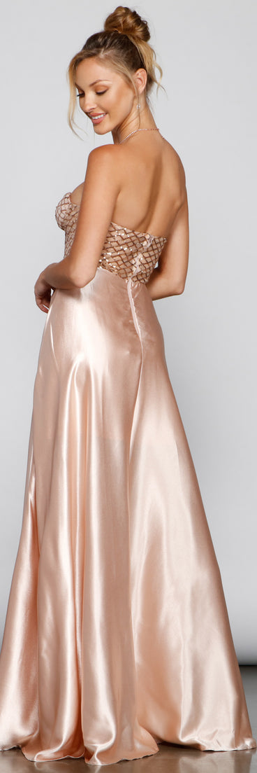 The Betsy Sweetheart Sequin Corset A-Line Formal Dress is a gorgeous pick as your 2023 prom dress or formal gown for wedding guest, spring bridesmaid, or army ball attire!