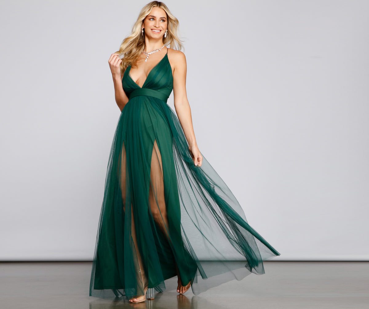 Brie Double Slit A-Line Formal Dress