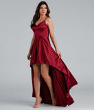 Spencer Satin High-Low Formal Dress is a gorgeous pick as your 2023 prom dress or formal gown for wedding guest, spring bridesmaid, or army ball attire!