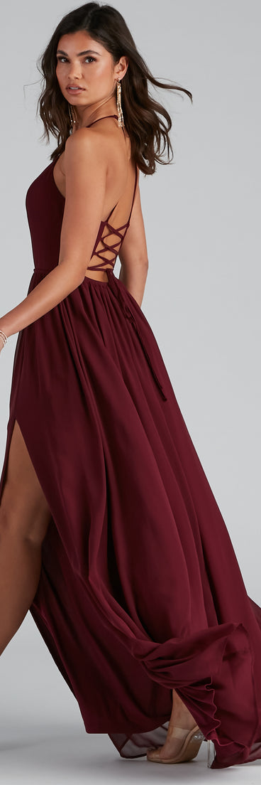 Shailene Lace Back Chiffon Formal Dress creates the perfect summer wedding guest dress or cocktail party dresss with stylish details in the latest trends for 2023!