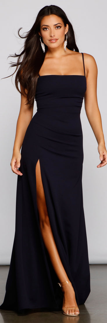 ruched summer dress Wren Formal Ruched Crepe Dress