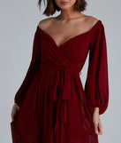 Britt Off-The-Shoulder Chiffon Formal Dress creates the perfect summer wedding guest dress or cocktail party dresss with stylish details in the latest trends for 2023!