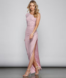 The Haley One-Shoulder Glitter Knit Formal Dress is a gorgeous pick as your 2023 prom dress or formal gown for wedding guest, spring bridesmaid, or army ball attire!
