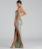 Fatima Sequin Cowl Neck Bodycon Formal  Green Prom Dress is a gorgeous pick as your 2023 prom dress or formal gown for wedding guest, spring bridesmaid, or army ball attire!