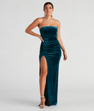 Janet Velvet High Slit Formal Dress creates the perfect summer wedding guest dress or cocktail party dresss with stylish details in the latest trends for 2023!