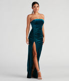 Janet Velvet High Slit Formal Dress creates the perfect summer wedding guest dress or cocktail party dresss with stylish details in the latest trends for 2023!