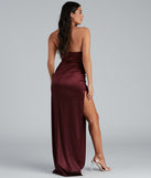 Darcy Satin Corset Asymmetrical Slit Formal Dress creates the perfect summer wedding guest dress or cocktail party dresss with stylish details in the latest trends for 2023!