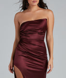 Darcy Satin Corset Asymmetrical Slit Formal Dress creates the perfect summer wedding guest dress or cocktail party dresss with stylish details in the latest trends for 2023!