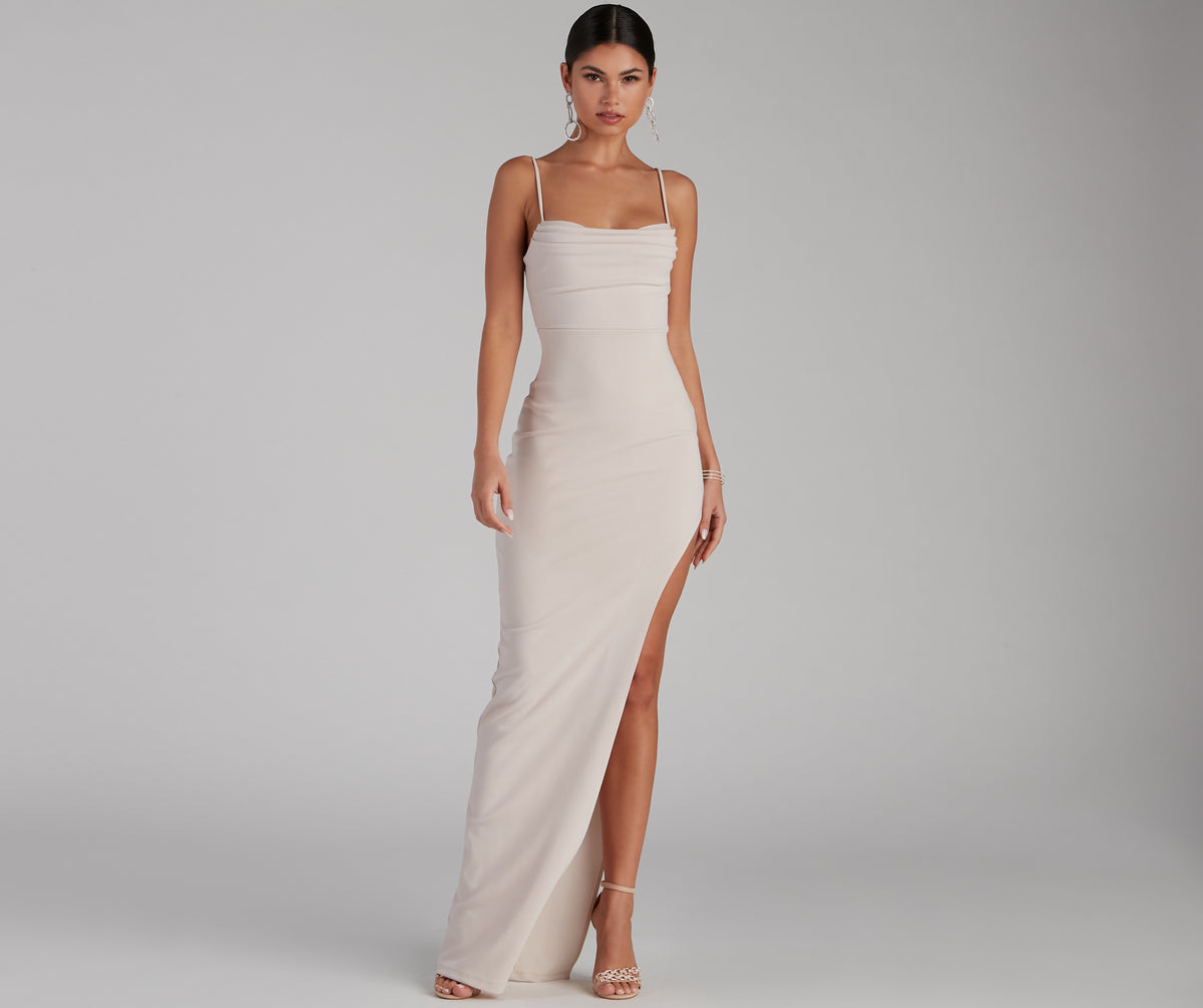 Lola High Slit Crepe Dress | Windsor Lola High Slit Crepe Dress | Windsor