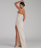 Lola High Slit Crepe Dress is a stunning choice for a bridesmaid dress or maid of honor dress, and to feel beautiful at Prom 2023, spring weddings, formals, & military balls!