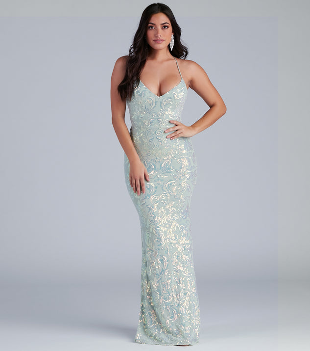 Christal Sequin Strappy Mermaid Formal Dress & Windsor