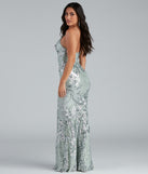 Vee Formal Sequin Mermaid Dress creates the perfect summer wedding guest dress or cocktail party dresss with stylish details in the latest trends for 2023!
