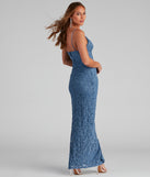 You'll be the best dressed in the Marylou Lace Mesh Plunge Neck Formal Dress as your summer formal dress with unique details from Windsor.