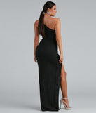 Evette Glitter One-Shoulder Slit Formal Dress creates the perfect summer wedding guest dress or cocktail party dresss with stylish details in the latest trends for 2023!
