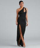 Evette Glitter One-Shoulder Slit Formal Dress creates the perfect summer wedding guest dress or cocktail party dresss with stylish details in the latest trends for 2023!