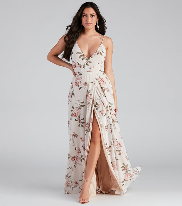 Geneviève Floral Chiffon Wrap Dress creates the perfect summer wedding guest dress or cocktail party dresss with stylish details in the latest trends for 2023!