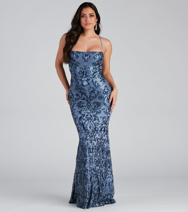 Jayce Sequin Lace-Up Mermaid Formal Dress & Windsor