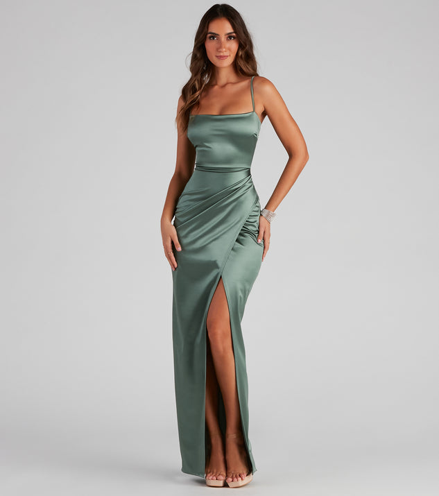 Mayra Formal Satin Slit Long Dress
