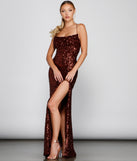 The Galilea Formal High Slit Sequin Dress is a gorgeous pick as your 2023 prom dress or formal gown for wedding guest, spring bridesmaid, or army ball attire!