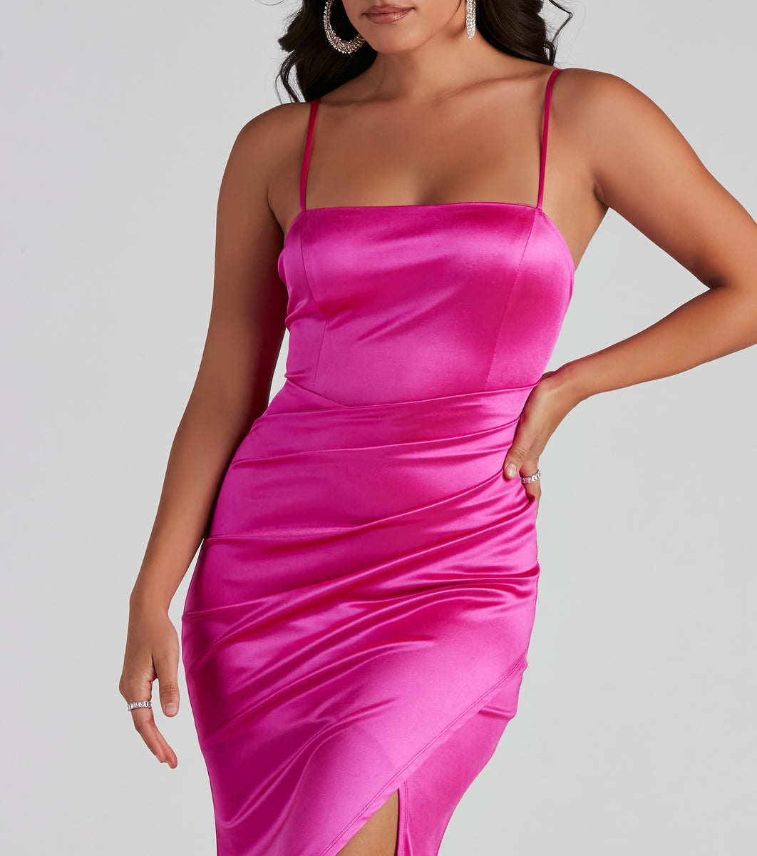 Evie Formal Ruched Satin Sleeveless Dress And Windsor
