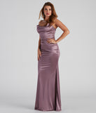 Maizie Formal Satin Cowl Neck Dress creates the perfect summer wedding guest dress or cocktail party dresss with stylish details in the latest trends for 2023!