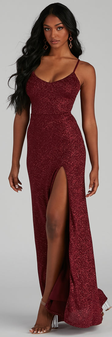 Keira Glitter Knit High Slit Formal Dress creates the perfect summer wedding guest dress or cocktail party dresss with stylish details in the latest trends for 2023!