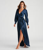 Kali Formal Satin Wrap Dress creates the perfect summer wedding guest dress or cocktail party dresss with stylish details in the latest trends for 2023!